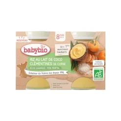 Lot de 2 pots de riz au lait de coco, clémentines de Corse 130g