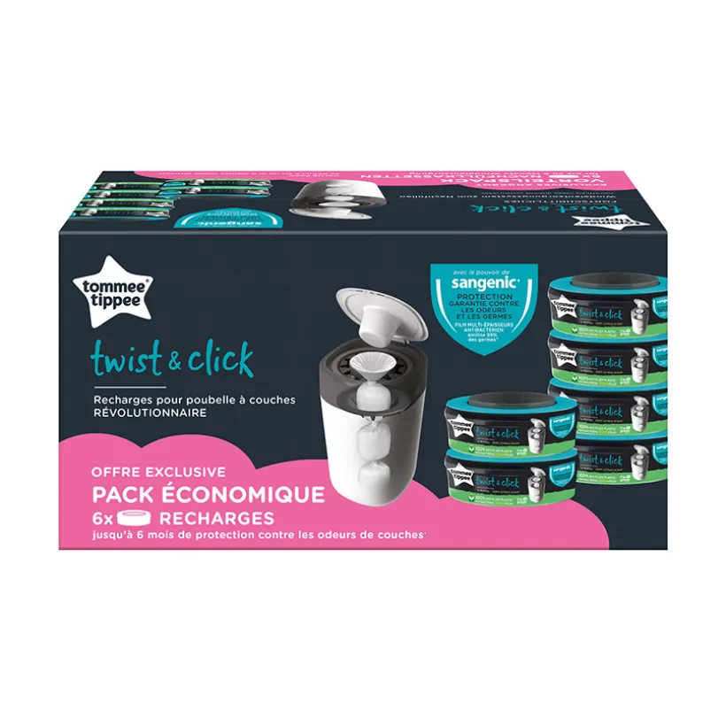 Lot de 6 recharges pour poubelle à couches Twist & Click
