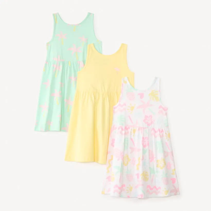 Lot de 3 robes débardeur imprimé fantaisie pour fille