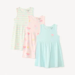 Lot de 3 robes débardeurs motifs fleuris pour bébé fille