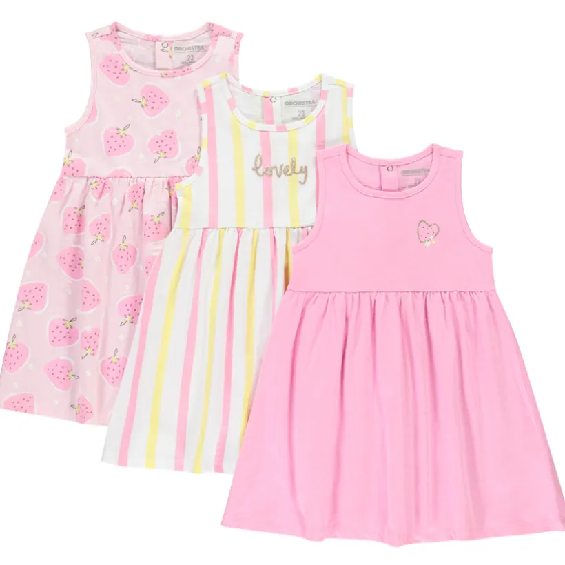 Lot de 3 robes sans manches avec imprimé fantaisie pour bébé fille