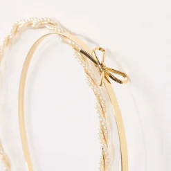 Lot de 2 serre-têtes fantaisie dorés et à perles pour fille