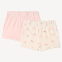 Lot de 2 shorts en jersey uni et imprimé fantaisie pour bébé fille