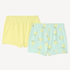 Lot de 2 shorts en jersey uni et imprimé fantaisie pour bébé fille