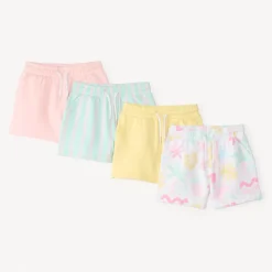 Lot de 4 shorts en molleton imprimé fantaisie pour fille