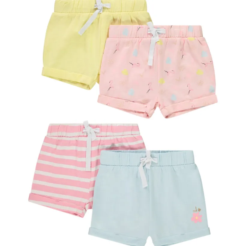 Lot de 4 shorts fantaisie en jersey slub pour bébé fille