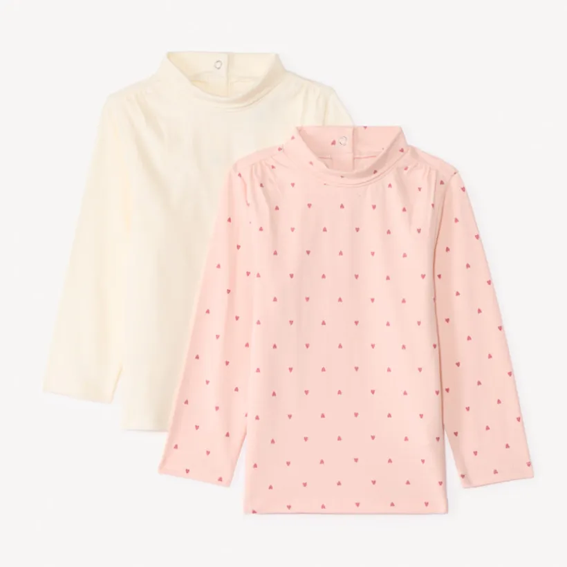 Lot de 2 sous-pulls à col roulé pour bébé fille