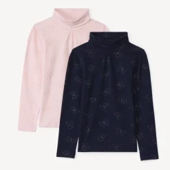 Lot de 2 Sous-pulls à col roulés fantaisie pour fille