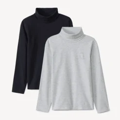 Lot de 2 sous-pulls à col roulé unis avec puff print pour garçon