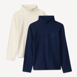 Lot de 2 sous-pulls à col roulé unis avec puff print pour garçon