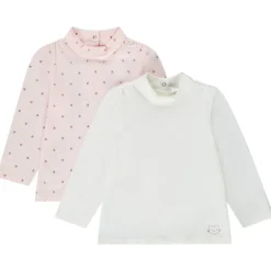Lot de 2 sous-pulls fantaisie col cheminée pour bébé fille