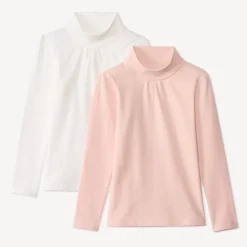 Lot de 2 sous-pulls unis à col roulé pour fille