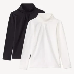 Lot de 2 sous-pulls unis à col roulé pour fille