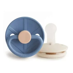 Lot de 2 sucettes en silicone Little Viking T1 ocean view/cream