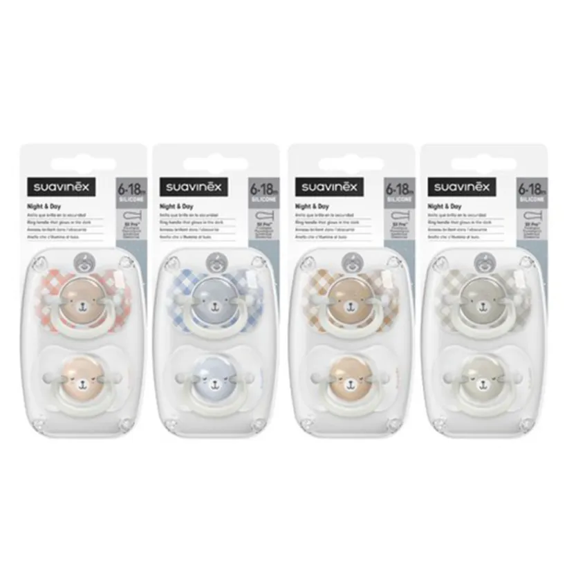 Lot de 2 sucettes 0-6m Jour & Nuit Bleu