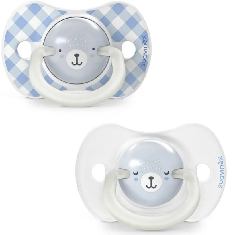 Lot de 2 sucettes 0-6m Jour & Nuit Bleu