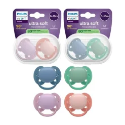 Lot de 2 sucettes silicone 6-18M Ultra Soft unies (lot aléatoire)