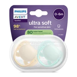 Lot de 2 sucettes silicone 0-6M Ultra Soft unies
