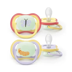 Lot de 2 sucettes silicone 0-6M Ultra Air nuit décorées