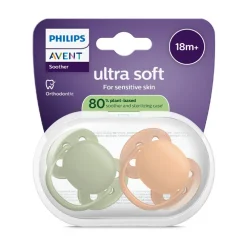Lot de 2 sucettes silicone 18M+ Ultra Soft unies