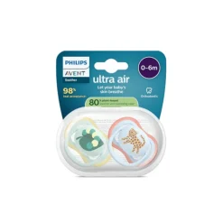 Lot de 2 sucettes silicone 0-6M Ultra Air décorées (lot aléatoire)