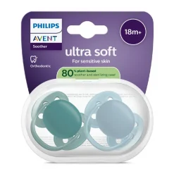 Lot de 2 sucettes silicone 18M+ Ultra Soft unies (lot aléatoire)