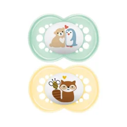 Lot de 2 sucettes silicone Original 18M+ duo d'animaux (modèle aléatoire)
