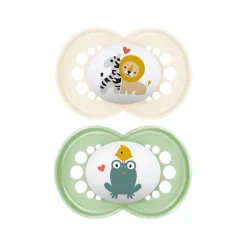 Lot de 2 sucettes silicone Original 18M+ duo d'animaux (modèle aléatoire)