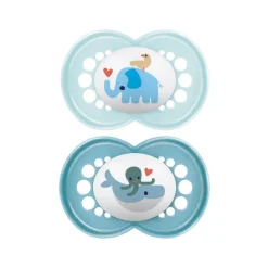 Lot de 2 sucettes silicone Original 6M+ duo d'animaux (modèle aléatoire)