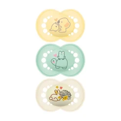 Lot de 3 sucettes silicone Original & Nuit 18M+ beige (modèle aléatoire)