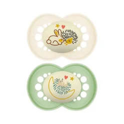 Lot de 2 sucettes silicone Original Nuit 18M+ animaux (modèle aléatoire)