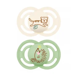 Lot de 2 sucettes silicone Perfect 6M+ animaux (modèle aléatoire)
