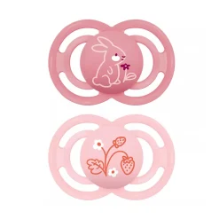 Lot de 2 sucettes silicone Perfect 18M+ animaux (modèle aléatoire)