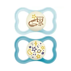 Lot de 2 sucettes silicone Suprême Nuit 18M+ (modèle aléatoire)