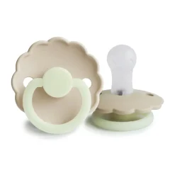 Lot de 2 sucettes silicone T1 Daisy Night cream/croissant