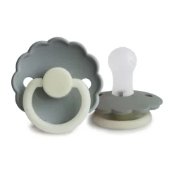 Lot de 2 sucettes silicone T1 Daisy Night french gray/portobello