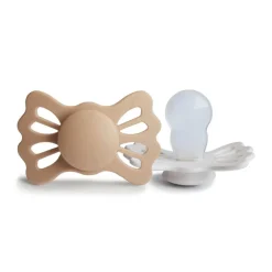 Lot de 2 sucettes silicone T2 Lucky silky satin/cream