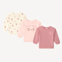 Lot de 3 sweats oversize bébé fille motif tulipe