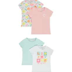 Lot de 4 t-shirt manches courtes fantaisie pour fille