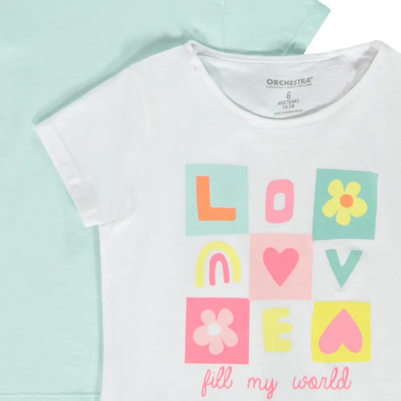Lot de 4 t-shirt manches courtes fantaisie pour fille