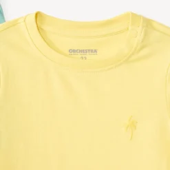Lot de 3 t-shirts manches courtes unis broderie palmier pour bébé garçon