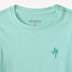 Lot de 3 t-shirts manches courtes unis broderie palmier pour bébé garçon
