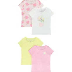 Lot de 4 t-shirts manches courtes fantaisie pour fille