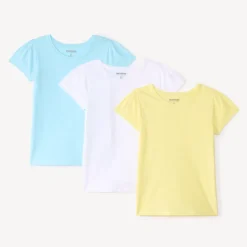 Lot de 3 t-shirts manches courtes print cœur pour fille