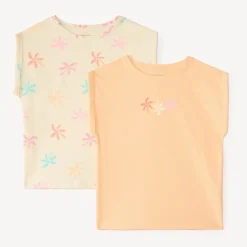 Lot de 2 t-shirts manches courtes forme boîte pour fille