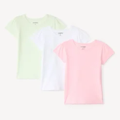 Lot de 3 t-shirts manches courtes print cœur pour fille