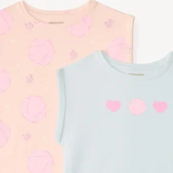 Lot de 2 t-shirts manches courtes forme boîte pour fille