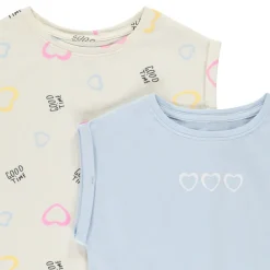 Lot de 2 t-shirts manches courtes forme boîte pour fille