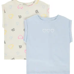 Lot de 2 t-shirts manches courtes forme boîte pour fille