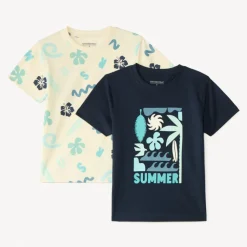 Lot de 2 t-shirts manches courtes imprimés et prints fantaisie pour garçon